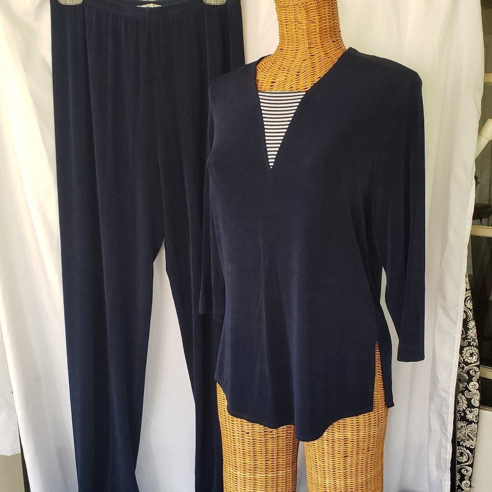 Draper's & Damon's Women's 2 Piece Pants Set - Navy Blue - Size S/M